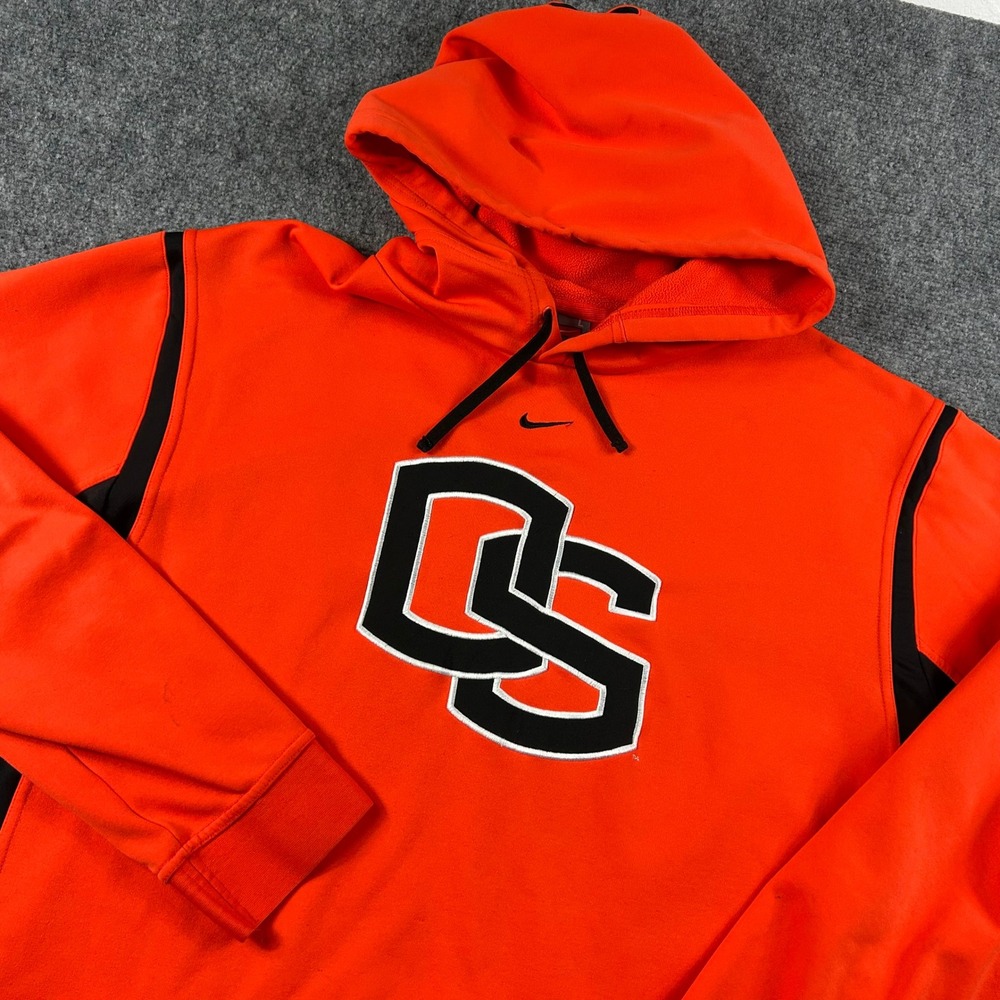 VTG Nike Hoodie Mens Large Orange‎ Oregon State Beavers Fit Pullover Sweatshirt